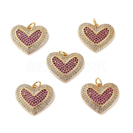 Brass Micro Pave Cubic Zirconia Pendants ZIRC-P092-040G-RS-1