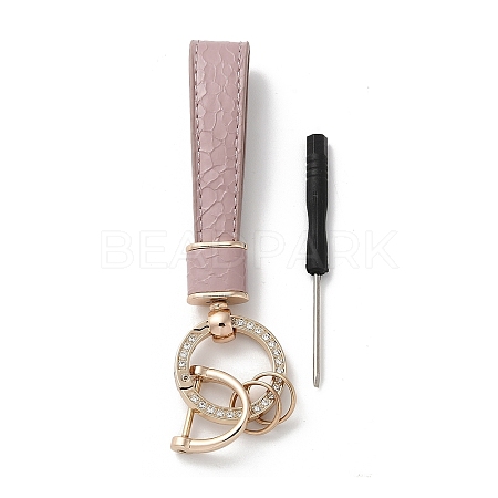 Microfiber & Zinc Alloy & Crystal Rhinestone Keychain LS-KEYC-G062-01C-1