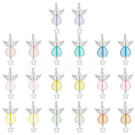 3 Sets Angle with Star Acrylic Pendants FIND-PH0009-12-1