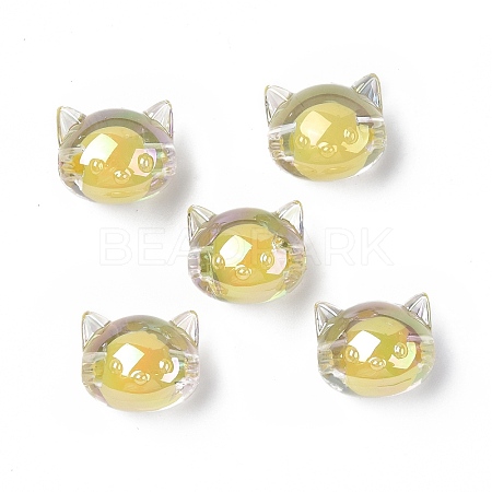 UV Plating Rainbow Iridescent Acrylic Beads OACR-H015-05C-1