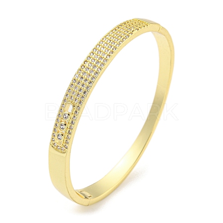 Brass Micro Pave Clear Cubic Zirconia Hinged Bangles for Women BJEW-Z062-14G-1