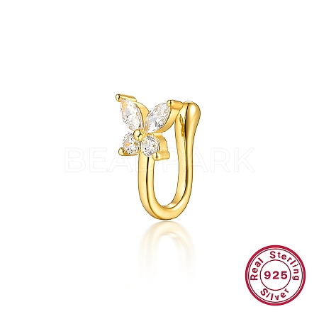 Cubic Zirconia Butterfly Cuff Earrings for Women EJEW-F317-33G-1