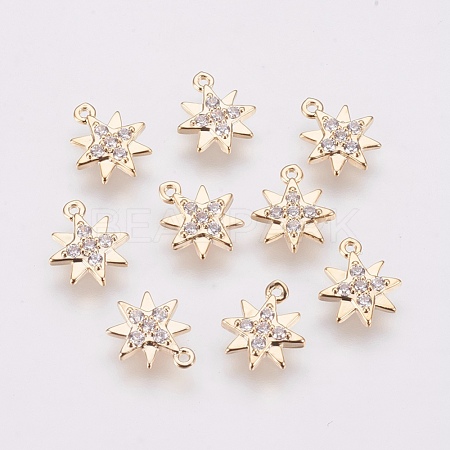Brass Micro Pave Cubic Zirconia Charms ZIRC-F081-03G-1