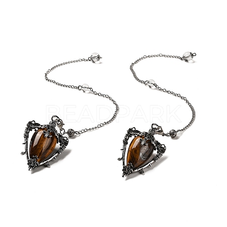 Natural Tiger Eye Triangle Dowsing Pendulum Pendants G-G022-01AS-04-1