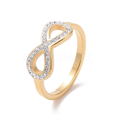 Crystal Rhinestone Infinity Finger Ring RJEW-D120-01B-G-1