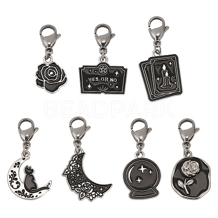 7Pcs 7 Styles DIY Alloy Enamel Pendant Decorations Making Kits FIND-TA0009-04-1