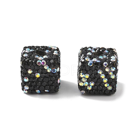 Cube Shape Polymer Clay Rhinestone Beads CLAY-NH0001-08J-1