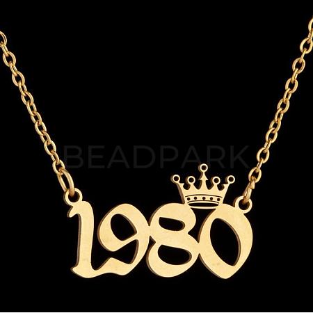 Crown Birth Year 201 Stainless Steel Pendant Necklaces for Women FS-WG4E8F2-01-1