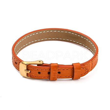 Leather Textured Bracelet Straps Slide Wristbands for Slide Charms AJEW-K232-01G-06-1