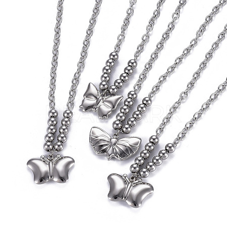 304 Stainless Steel Pendant Necklaces NJEW-O113-02P-1