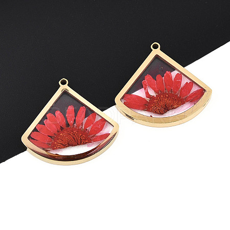 304 Stainless Steel Epoxy Resin Pendants STAS-T072-26-1