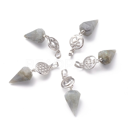 Natural Labradorite Pendants G-O194-02-1