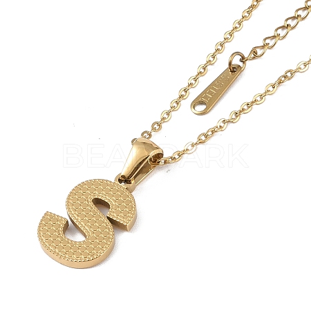 Ion Plating(IP) Initial Letter 304 Stainless Steel Pendant Necklaces NJEW-M199-01G-S-1