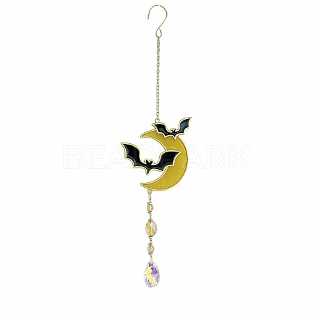 Halloween Bat Alloy & Iron & Eanmel Wind Chime PW-WG4993F-03-1