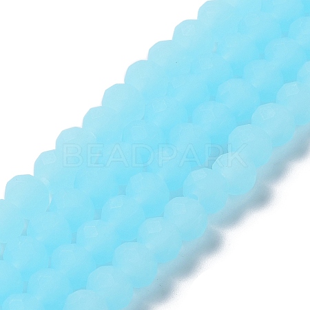 Imitation Jade Solid Color Glass Beads Strands EGLA-A034-J8mm-MD04-1