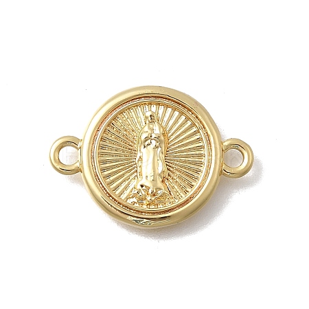 Religion Brass Flat Round with Virgin Connector Charms KK-D431-049G-1