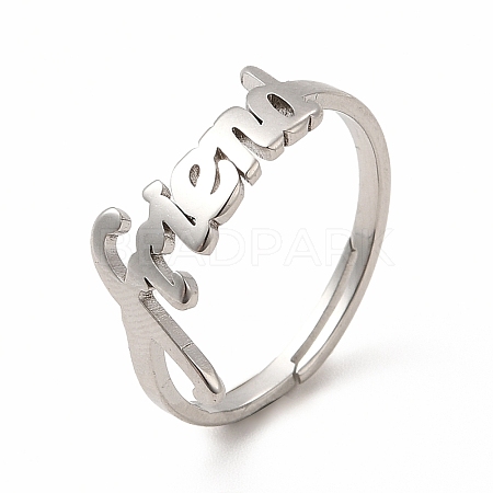 304 Stainless Steel Word Friend Adjustable Ring for Women RJEW-B027-07P-1