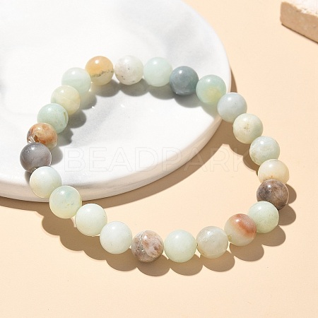 Natural Amazonite Bead Stretch Bracelets BJEW-K212-B-007-1