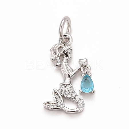 Rack Plating Brass Micro Pave Cubic Zirconia Pendants KK-B056-03P-02-1