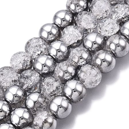 Electroplated Crackle Glass Beads Strands X-EGLA-N014-10mm-03-1