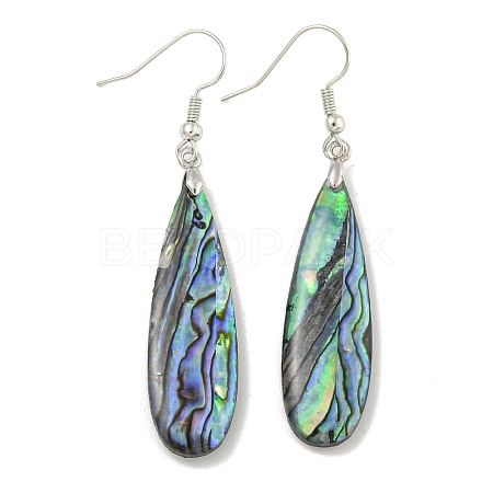 Rack Plating Brass Natural Paua Shell Dangle Earrings EJEW-N055-53P-1