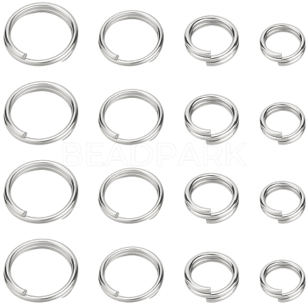 800Pcs 4 Styles 304 Stainless Steel Split Rings STAS-BBC0006-17-1