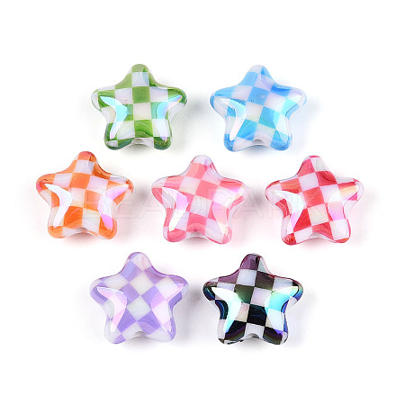 UV Plating Opaque Acrylic Beads MACR-N018-02-1