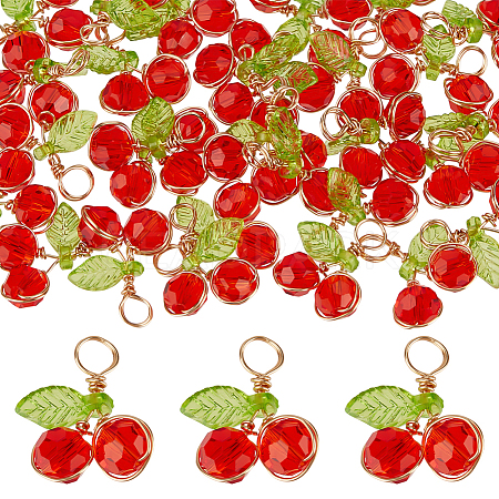30Pcs Acrylic Glass Pendants PALLOY-ME00031-1