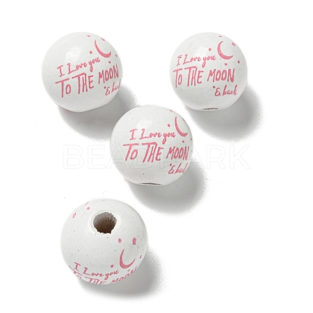 Printed Wood European Beads WOOD-G022-20G-1
