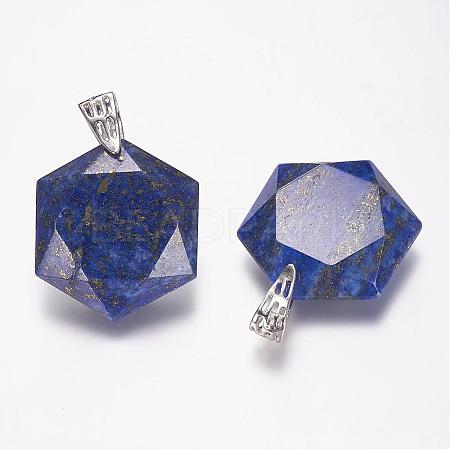 Natural Lapis Lazuli Gemstone Pendants G-E338-09C-1
