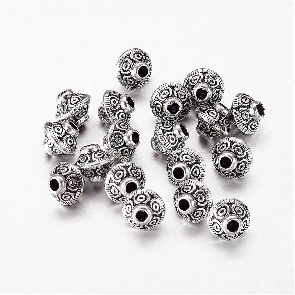 Tibetan Style Antique Silver Tone Bicone Alloy Spacer Beads - Beadpark.com