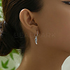 Vintage Brass Feather Hoop Earrings KF3799-1