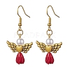 Angel Antique Golden Alloy & Resin Dangle Earrings EJEW-JE05686-07-1
