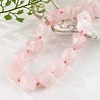Natural Rose Quartz Nuggets Beaded Necklaces for Women Men NJEW-K388-01A-1
