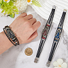3Pcs 3 Colors Alloy & Leather Cord Bracelets for Men Women BJEW-CL0001-25-3