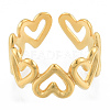 Ion Plating(IP) 304 Stainless Steel Hollow Heart Cuff Rings RJEW-N038-124LG-2