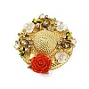 Hat Alloy Rhinestone Brooches JEWB-I034-39G-1