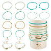 2 Bags Summer Beach Glass Seed Beaded & Natural Shell & Alloy Starfish Charm Anklet Sets AJEW-TA0003-69G-1