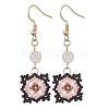 Handmade Glass Seed Beaded Window Lattice Pattern Dangle Earrings EJEW-MZ00560-02-2