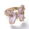 Adjustable Brass Glass Finger Rings RJEW-P148-A01-13-2