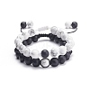 2Pcs 2 Style Round Natural Howlite & Glass Braided Bead Bracelets Set BJEW-TA00073-1