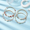 Natural Mixed Stone Round Beaded Cuff Bangle BJEW-JB10113-2
