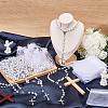 30Pcs Alloy & White Round ABS Imitation Pearl Jesus Cross Virgin Pendant Rosary Bead Necklaces NJEW-WA0001-03-5