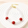 Brass ABS Imitation Pearl Beaded Bracelets for Women BJEW-D317-02G-1
