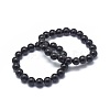 Synthetic Black Stone Bead Stretch Bracelets BJEW-K212-B-032-1