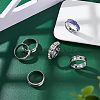 12Pcs Stainless Steel Grooved Finger Ring Settings STAS-UN0038-94E-3