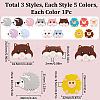 15Pcs 15 Style Animal Theme Food Grade Eco-Friendly Silicone Focal Beads SIL-SC0001-41-2