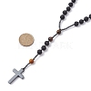 Natural Tiger Eye & Lava Rock & Synthetic Hematite Rosary Bead Necklaces NJEW-JN04461-02-2