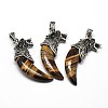 Antique Silver Zinc Alloy Natural Tiger Eye Big Pendants G-F228-63L-FF-1