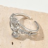 Brass Micro Pave Cubic Zirconia Cuff Open Rings RJEW-C163-11P-3
